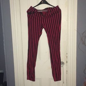 27-INCH WAIST BLACK/RED STRIPED PANTS